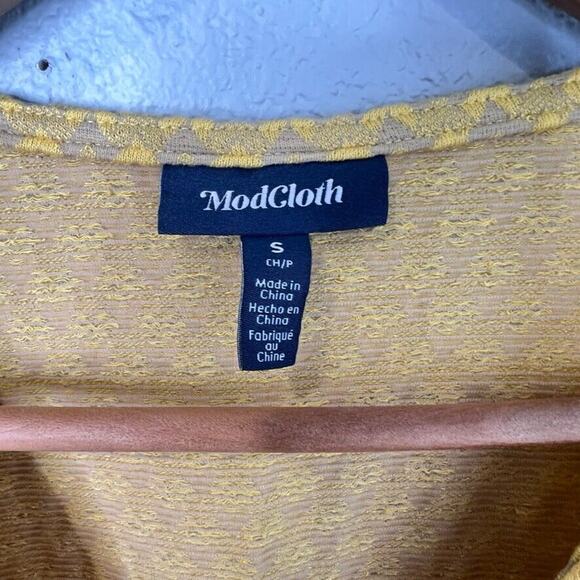 Modcloth On the Sunny Side Up Yellow Knit Mini Dress with Bell Sleeves Women's S - Picture 4 of 8